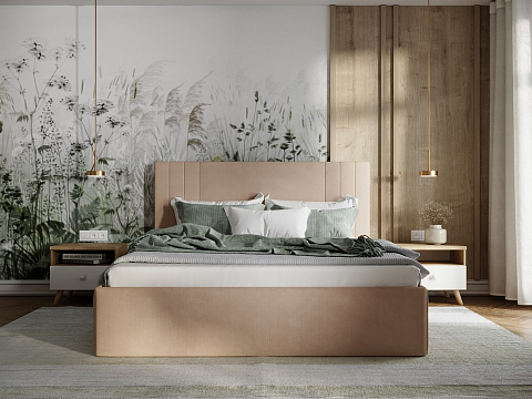 Кровать с основанием Liberty - Аккуратная мягкая кровать в обивке из мебельной ткани