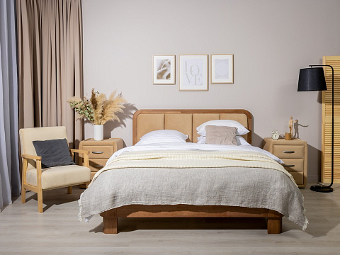 Кровать 90х200 Hemwood - Кровать из натурального массива сосны с мягким изголовьем