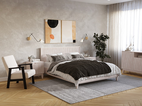 Кровать премиум Tempo - Кровать из массива с вертикальной фрезеровкой и декоративным обрамлением изголовья