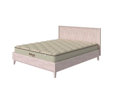 Кровать с основанием Tempo - Кровать из массива с вертикальной фрезеровкой и декоративным обрамлением изголовья