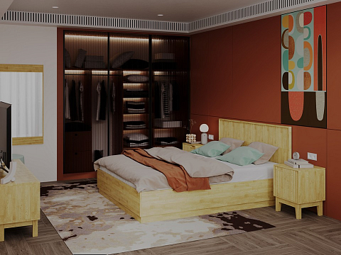 Кровать 90х200 Tempo с подъемным механизмом - Кровать с ПМ с вертикальной фрезеровкой и декоративным обрамлением изголовья