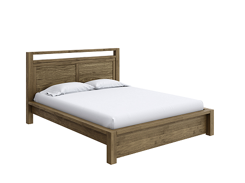 Кровать с основанием Fiord - Кровать из массива с декоративной резкой в изголовье.